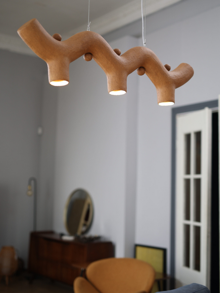 Clay Chandelier 3 lights, LED Pendant light - Khvilya collection